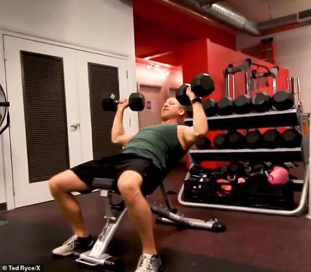 The incline dumbbell press builds the upper chest and shoulders