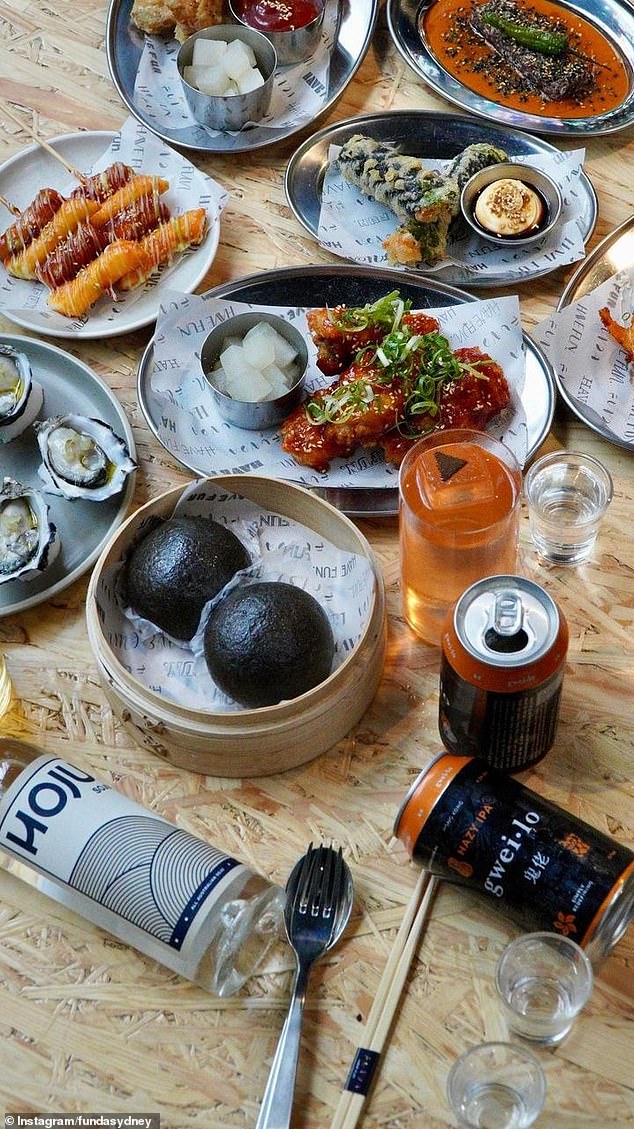 Fresh oysters and fried seaweed rolls with dipping sauce are ideal for sharing.