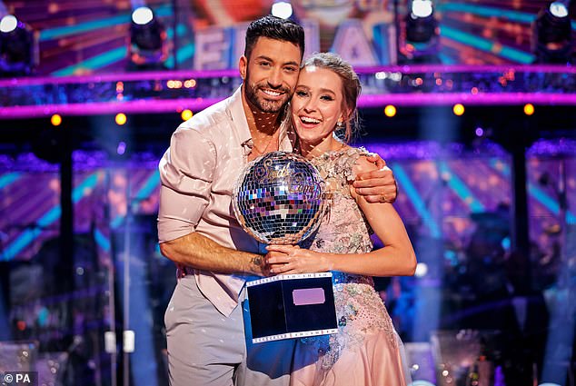 Gionvanni holds the glitterball trophy with actress Rose Ayling-Ellis after winning Strictly Come Dancing in 2021