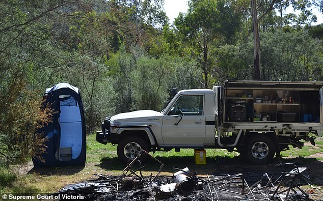 Lynn claims he became involved in a deadly struggle over his shotgun at the front of Mr Hill's Landcruiser (pictured)