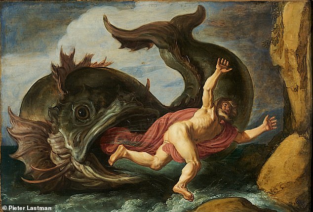 Jonah and the Whale (1621) by Pieter Lastman depicts the Jewish prophet Jonah being swallowed by a large fish, mistranslated as a whale in the King James version of the Bible in 1611