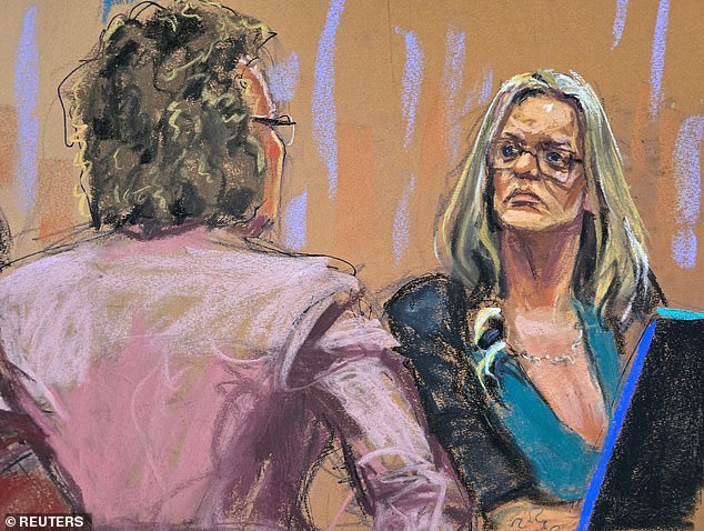 A courtroom sketch of Stormy Daniels when the adult actress recently had to testify as part of former President Donald Trump's hush money trial