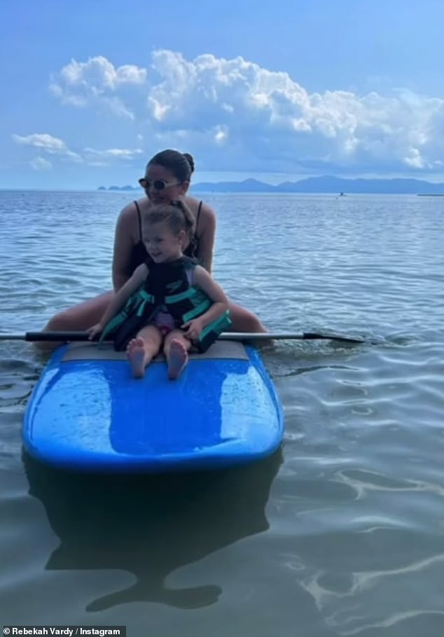 Rbeekah is seen paddle boarding with her youngest daughter Olivia