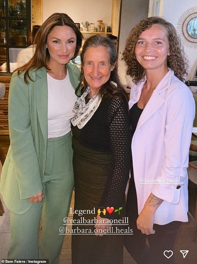 The former TOWIE star, 33, took to Instagram on Monday evening after attending a holistic wellness event where she saw natural healing speaker Barbara O'Neill (centre) discuss the lifelong condition