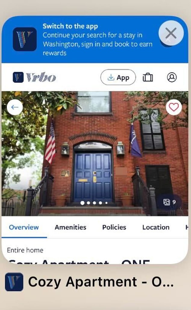 The house was also listed on VRBO as of April under the host name 'Ruth M.'  Ruth is Mace's middle name