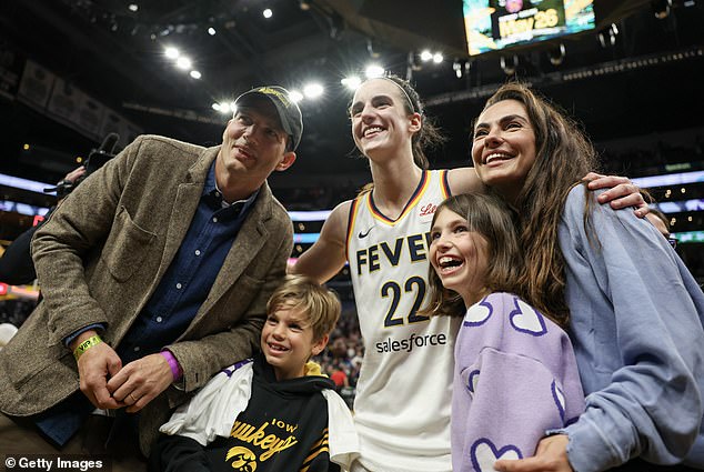 Mila and husband Ashton Kutcher made their public debut with their two children in late May while posing with number 22 of the Indiana Fever Caitlin Clark