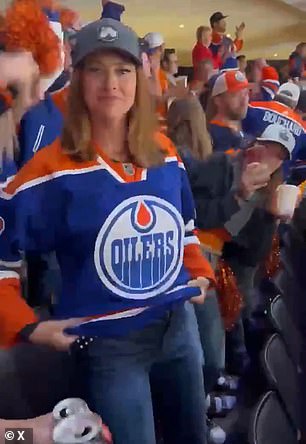 The clip was filmed on May 31 when the Oilers played the Dallas Stars