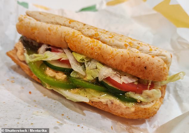 She said she was still able to eat all her favorite foods, from Subway, McDonald's, Panera Bread, Chipotle and Taco Bell, among others.  Pictured: Subway's Tuna Mayo Sandwich