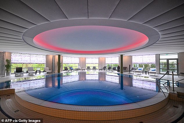 The hotel is closed to the players, who can relax in a large indoor pool