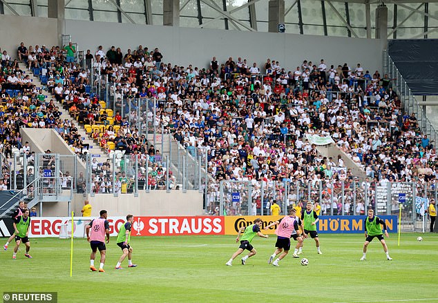 The same venue welcomed 15,000 spectators when Germany trained two weeks ago