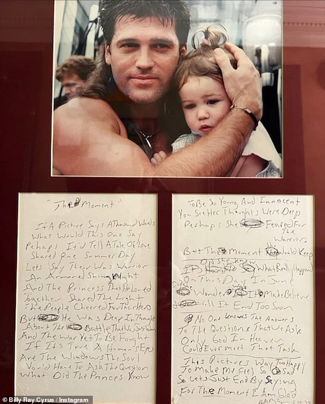 Billy shared a throwback photo of himself with daughter Miley, along with a poem he wrote for her on Friday amid a reported breakup