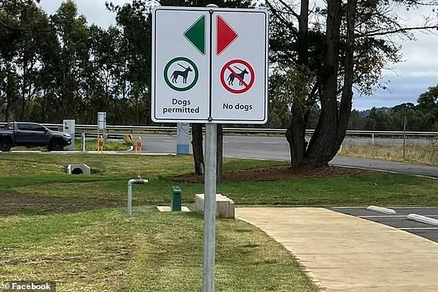 Last week, another sign (pictured) placed at Bong Bong Common Park in Bowral, NSW Southern Highlands, has caused confusion among dog owners who branded it 'stupid'.