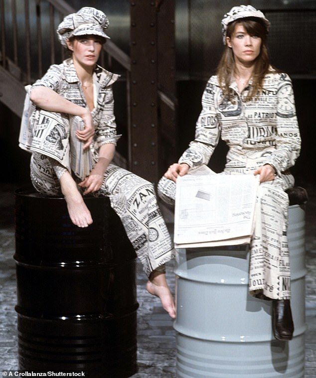 Jane Birkin and Francoise Hardy during a fashion shoot in 1974