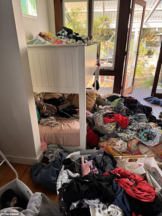 Constance posted a photo on Facebook (pictured) of a messy corner in her home to show what she needs to tidy up