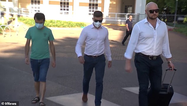 BWS Airport Tavern security guard Rifat Mahmud (centre) desperately tried to save Ms Laverty and revealed the worker's last words to the High Court in Darwin