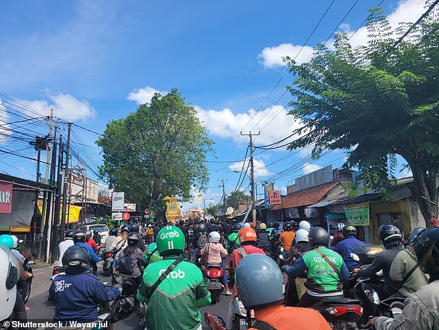 Riding a scooter or motorbike in Bali can be chaotic and tourists are advised to exercise caution and always wear a helmet