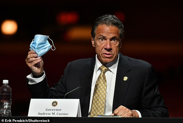 Governor Andrew Cuomo holds a press conference at Radio City Music Hall in New York