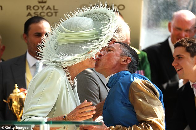 Italian jockey Frankie Dettori kissed Queen Camilla on the cheek as he celebrated winning the Gold Cup at Royal Ascot 2023