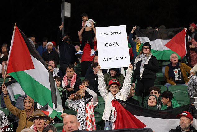 Thousands attended the match in Perth to support the visitors during the ongoing Gaza war