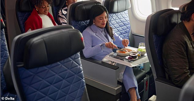 The new cabin offers a middle ground between Delta One business class pods and standard coach