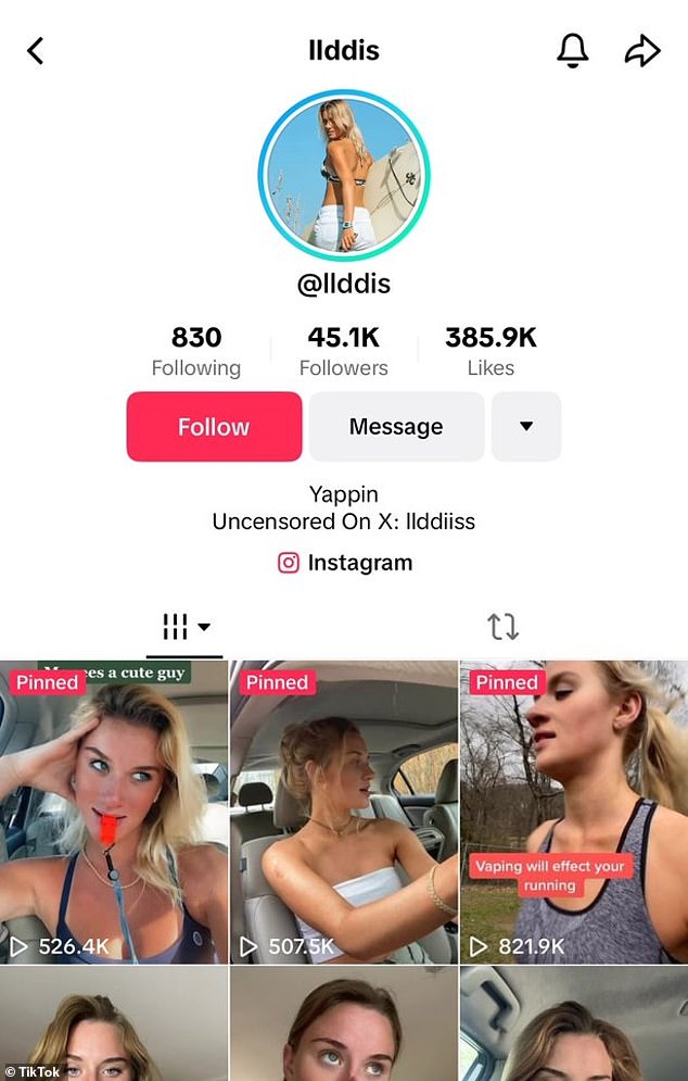 The 'trad-wife' influencer's TikTok account