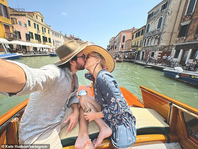 The day before, Kate also shared a photo of her kissing Fujikawa - to whom she got engaged in 2021 - during another boat trip