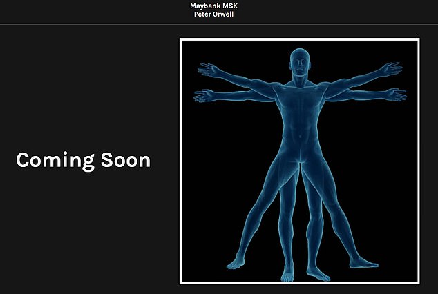 After contacting The Mail, Mr Orwell changed his website, removing most of the content and replacing it with the words 'coming soon' (pictured)