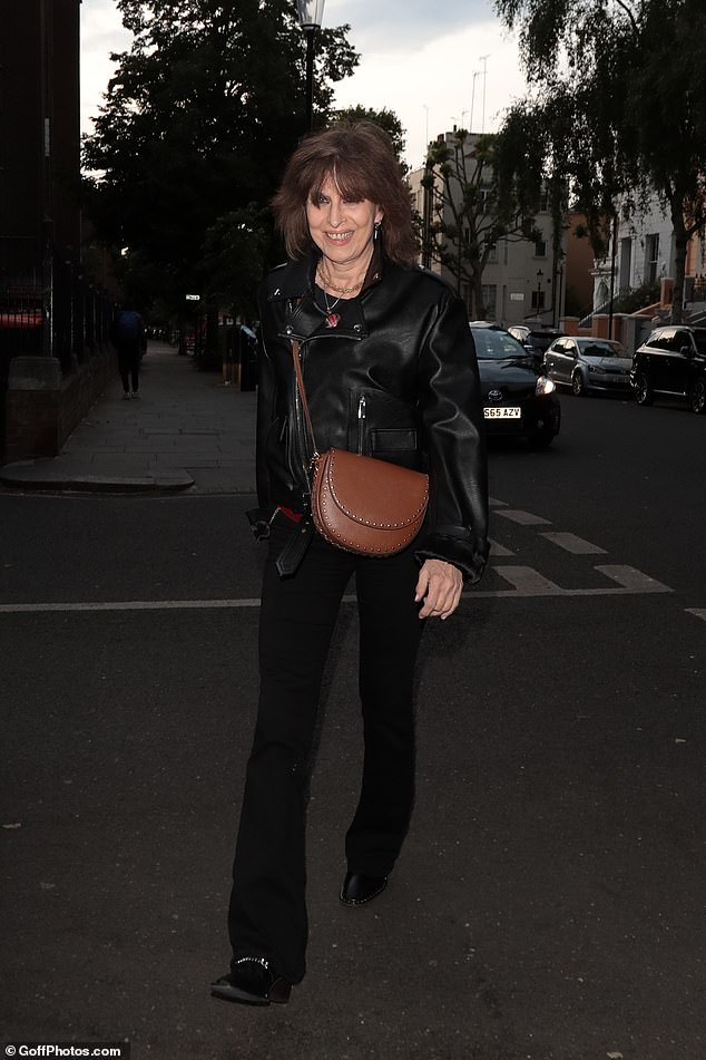 Music legend Chrissie Hynde, 72, was also spotted entering the restaurant wearing a black leather jacket