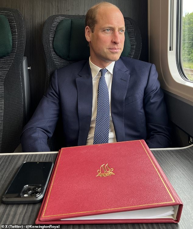 This photo of Prince William on a train to Cardiff on June 11 prompted many fans to describe him as a 'statesman'