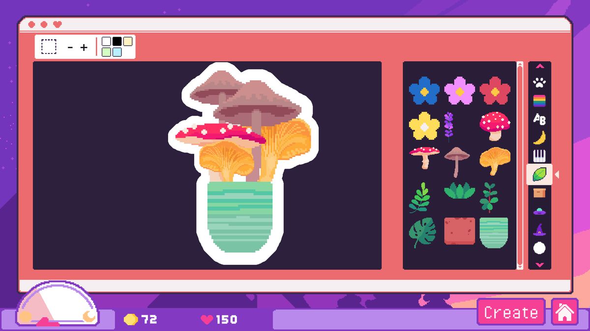Building a mushroom sticker in a colorful user interface