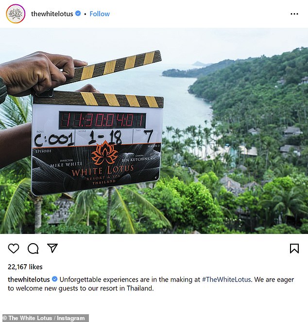 The official Instagram page for The White Lotus confirmed that production had begun in Thailand when this photo was posted on February 13
