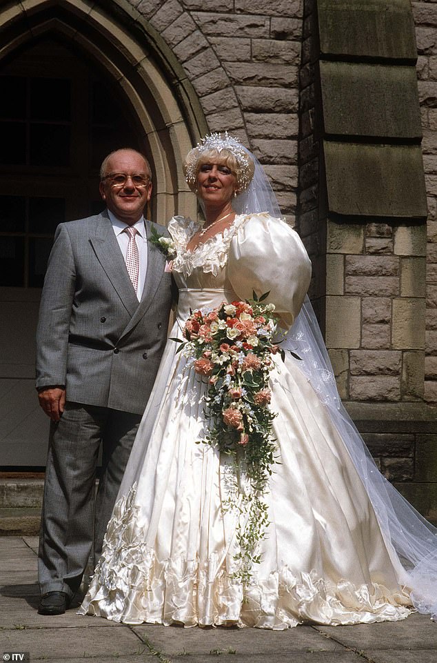 He went on to describe her as 'quite happy' and mentioned how she regularly leaves the house (pictured with co-star Roy in the soap in 1987)