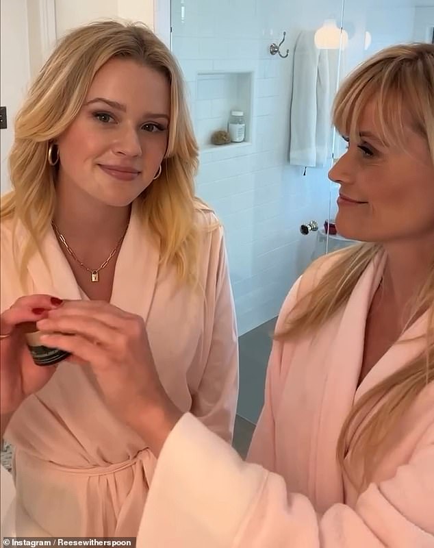 The Legally Blonde alum tries to give her daughter a skincare product, but the model drops it, causing another fit of laughter