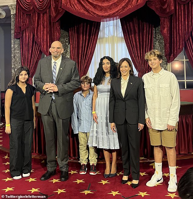 John Fetterman and his family at the Capitol after being sworn in