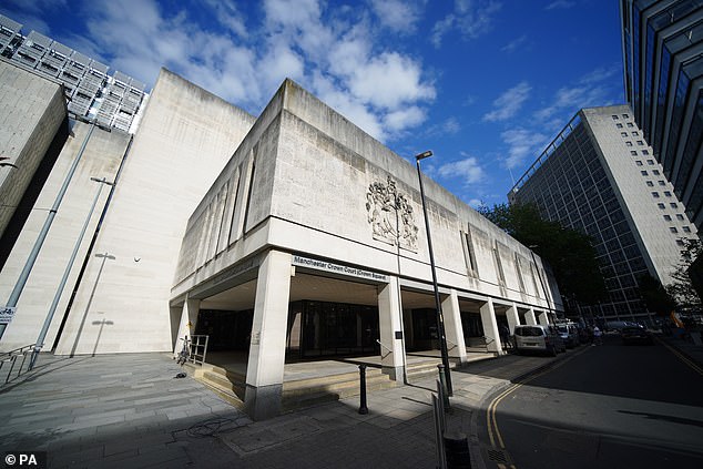 Letby, from Hereford, watched from the dock at Manchester Crown Court (pictured) as the opening statement was delivered