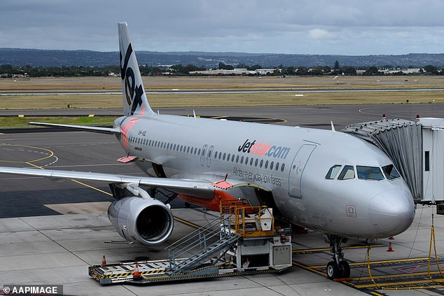 Elly Hudson had just returned from her holiday in Bali on Monday when she discovered that her clothes were waterlogged and discolored due to streaks of paint on the fabric (photo, a Jetstar plane in Adelaide)