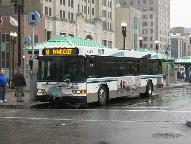 The Rhode Island Public Transportation Authority (RIPTA) released surveillance footage from the bus that showed the deer falling almost entirely on a passenger.