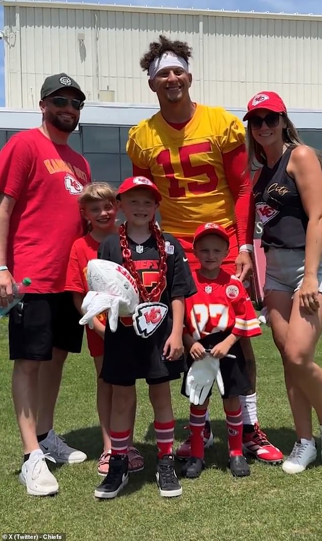 “The boys got to spend some time with Make-A-Wish boy Jackson,” the Chiefs wrote on X