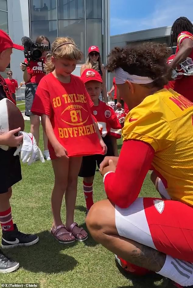 One of Jackson's family members, also named Kelce, wore a shirt that said 