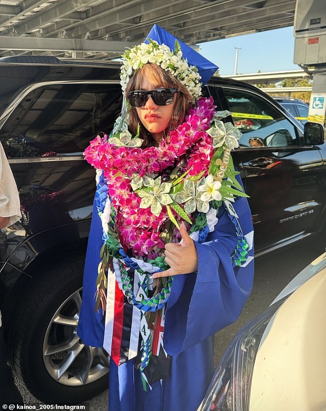 Sophia is pictured in the parking lot after the gym confrontation.  She refused to take off her slate and walk