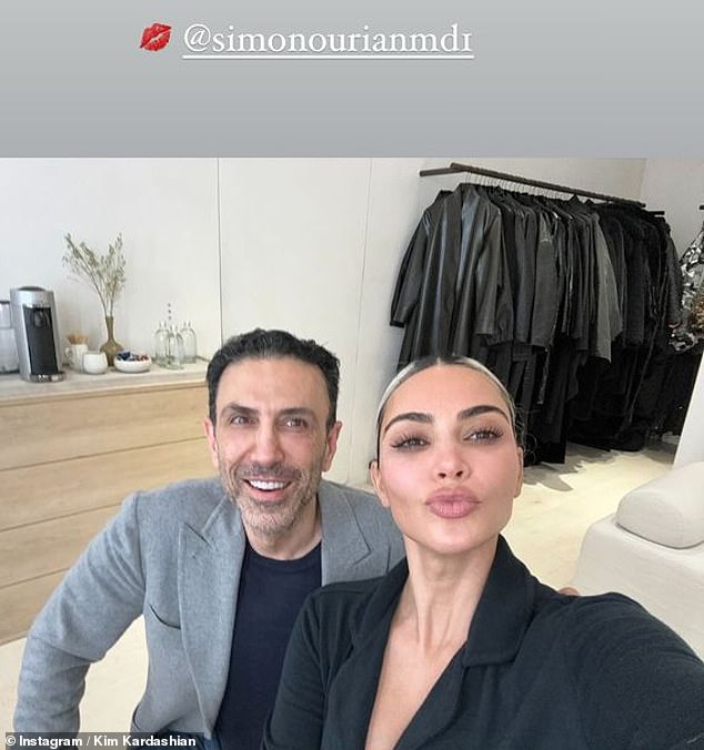 Kim Kardashian, 43, introduced her 362 million Instagram followers to her cosmetic dermatologist Dr.  Simon Ourian in an Insta Stories video