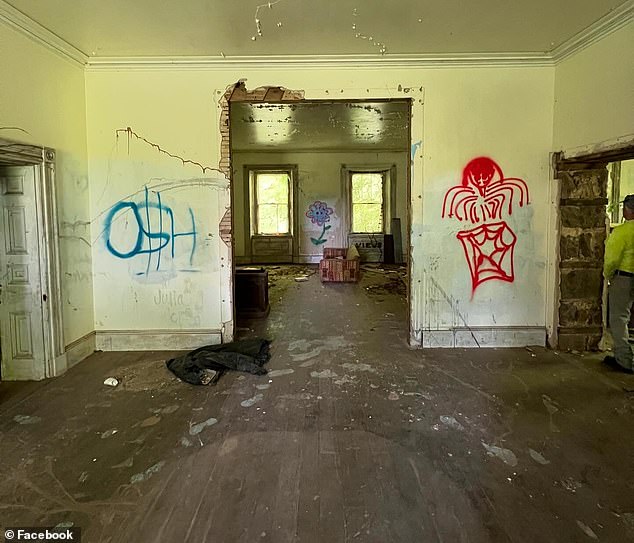 The interior of the 5,000-square-foot mansion was badly vandalized in 2016, and EPPS President Tyler Schumacher estimates renovation costs could total around $400,000.