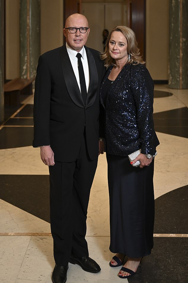 According to IPEA figures, Mr Dutton (pictured with his wife Kirilly) made six trips using 'unscheduled commercial transport' in the July to September 2023 quarter, at a total cost of $199,694.