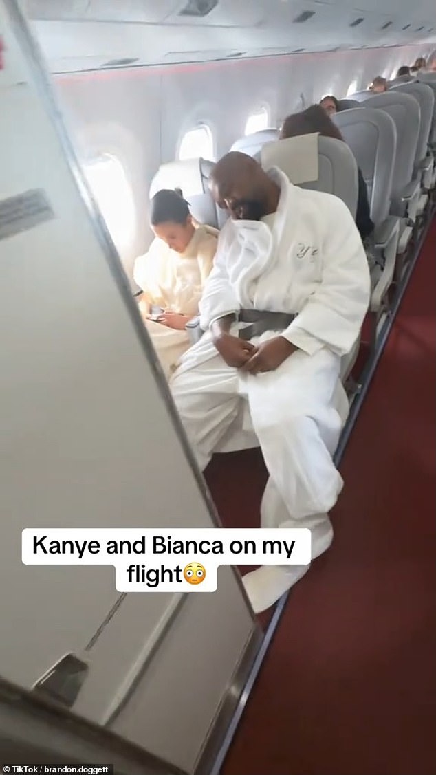 A stunned passenger filmed the pair on board the flight earlier this week, before uploading the video to TikTok