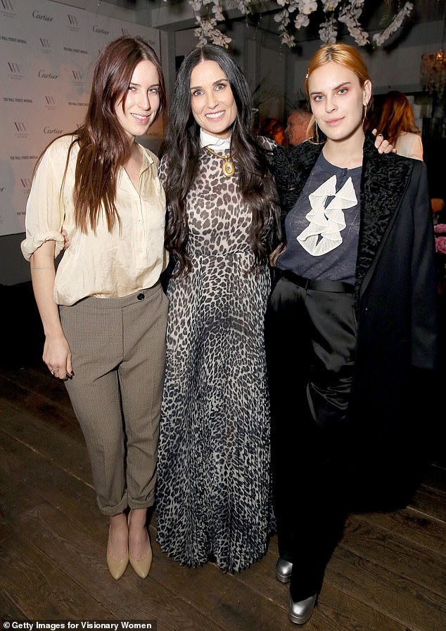 Demi Moore, Scout Willis and Tallulah attend the 2018 International Women's Day event