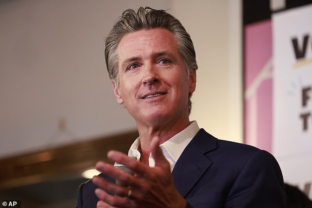 Michaels often blames Governor Gavin Newsom (pictured) for what she doesn't like about California, saying she left specifically because of him