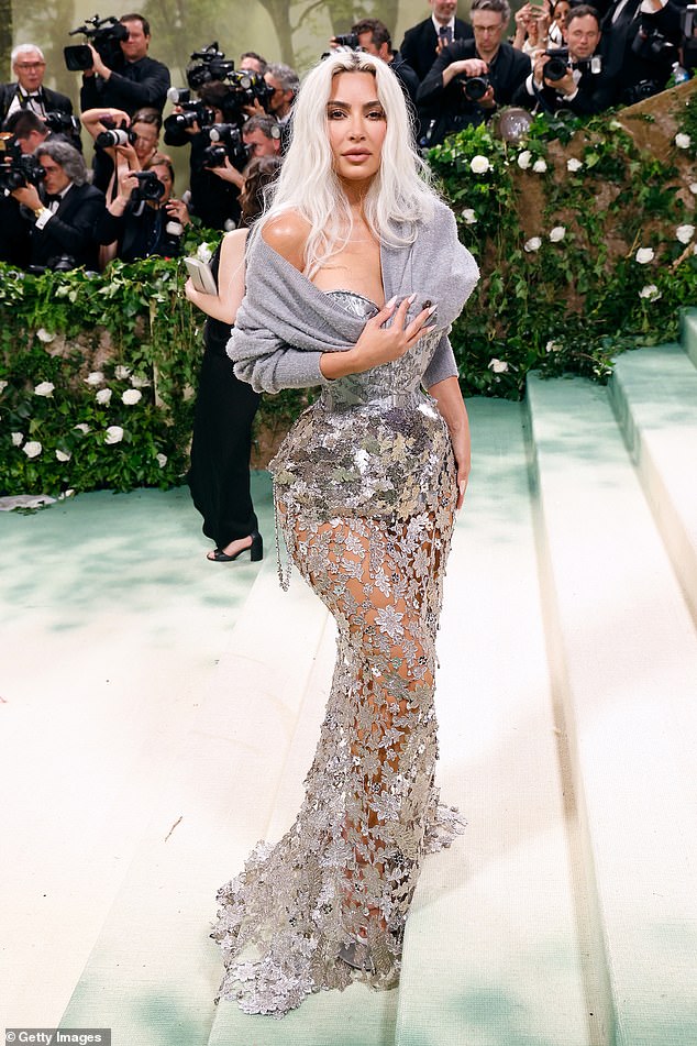 Last month, Kardashian was criticized for setting an unhealthy example for young girls after her most recent appearance at the Met Gala;  pictured at the 2024 Met Gala