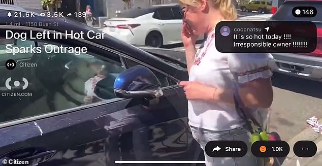 According to angry eyewitnesses, the dog was parked on the street in San Francisco for more than half an hour in 73-degree heat.