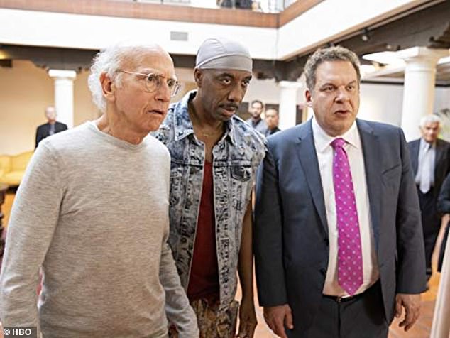 Larry and JB pictured with their Curb Your Enthusiasm costar Jeff Garlin during an episode of the hit HBO show