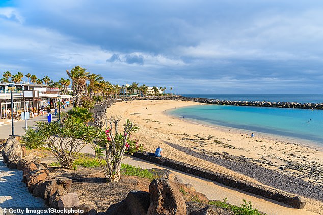 Lanzarote's popular Playa Blanca beach (pictured) will receive one of the group's black flags this year due to a sewage leak caused by a pump station failure that led to the beach's temporary closure in May